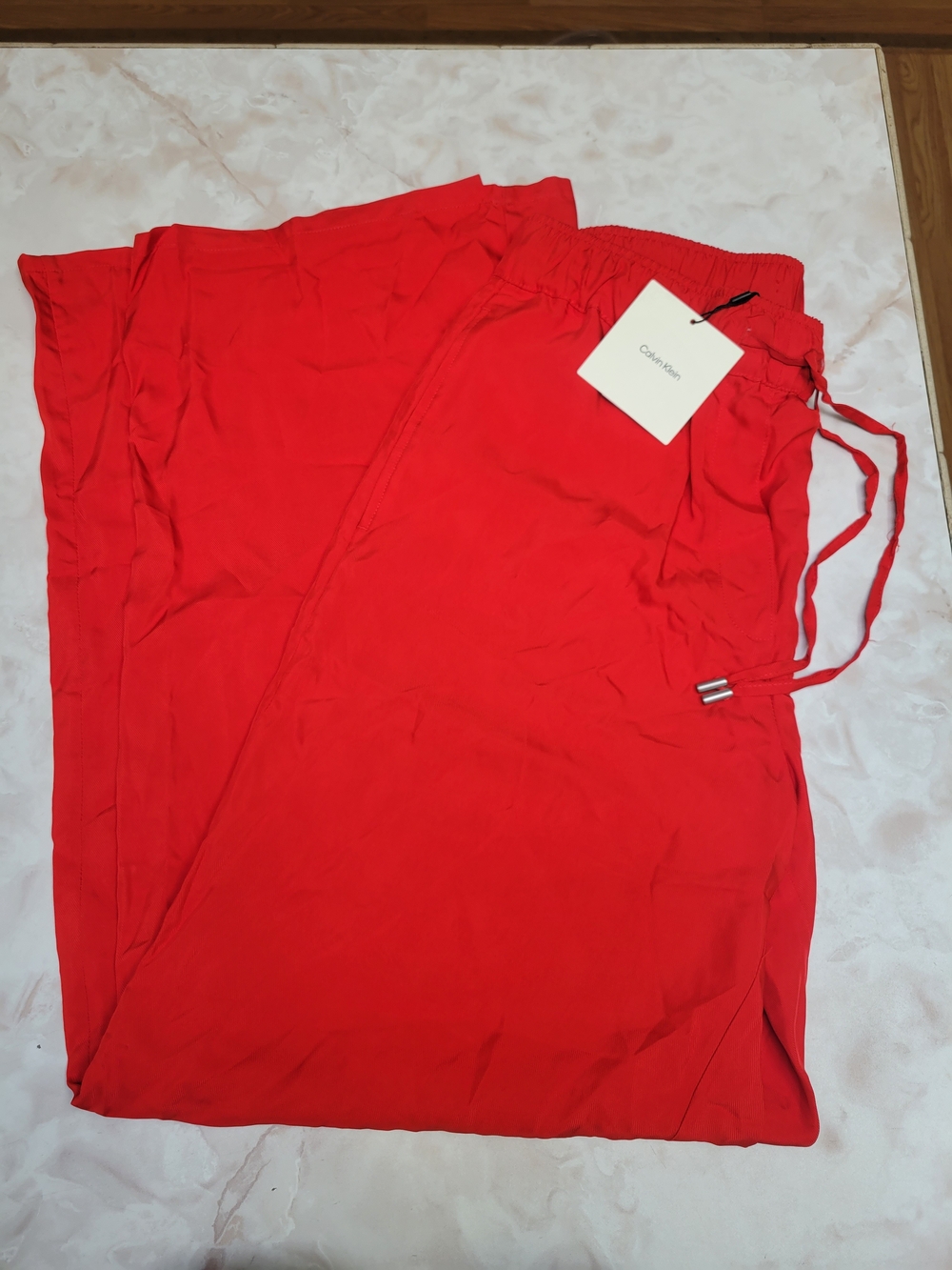 Calvin Klein NWT Wide Leg Goji Berry Red Pull On Pants XS